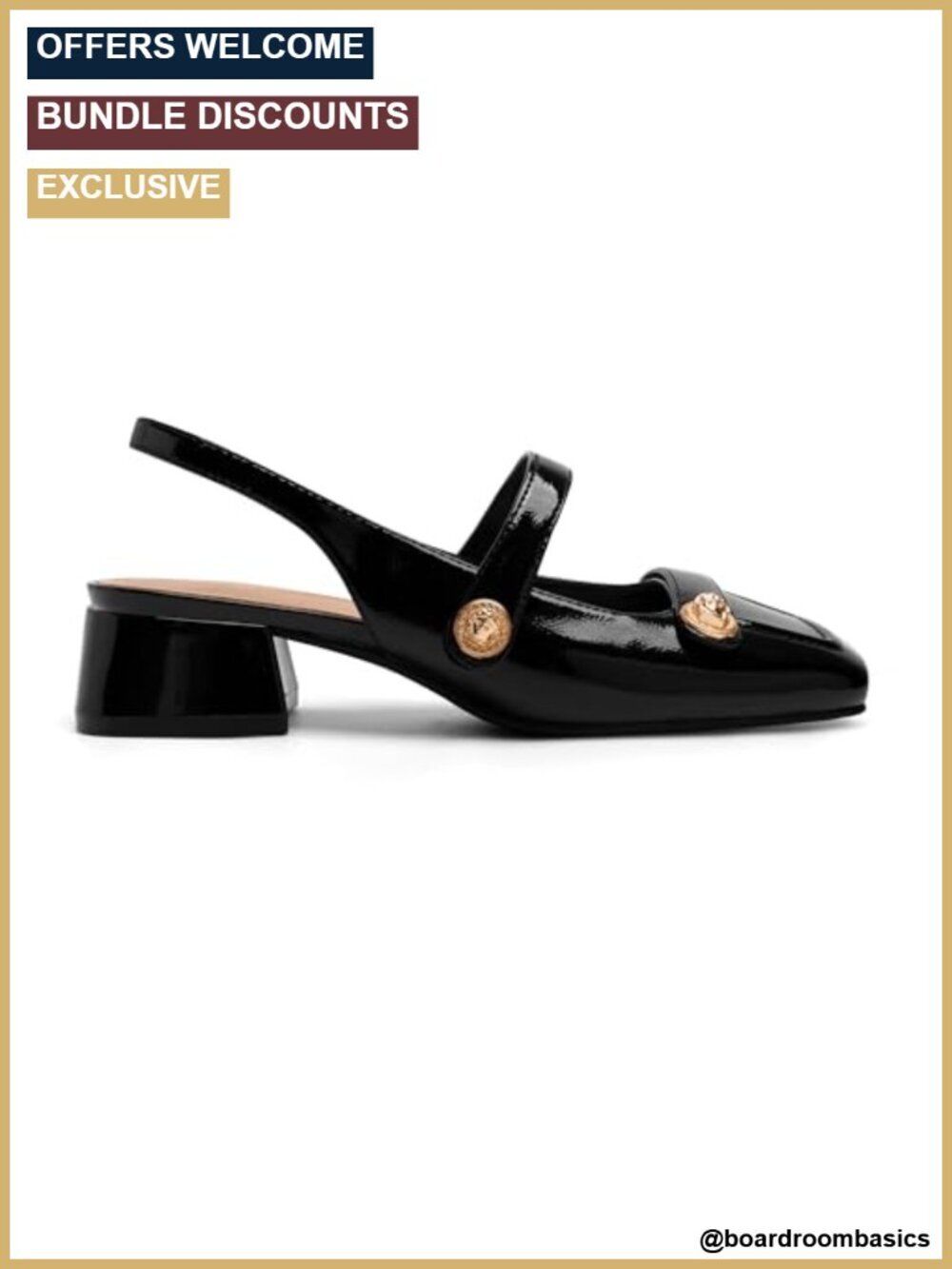 Faux Leather Slingback Mary Jane Heels Low Block Closed Square Toe Pump Shoes